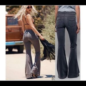 Free People Pull On Flare Jeans Dark Grey/Black
